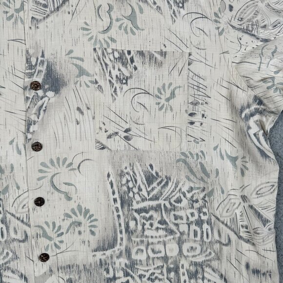 Murano Silk Short Sleeve Button Up Hawaiian Shirt Men’s Size 3XT Gray White - Picture 5 of 9